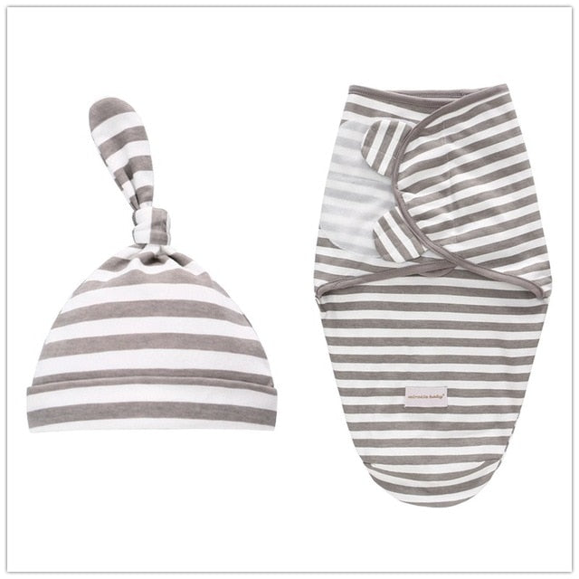 Baby Swaddle Blanket + Cap Newborn Cocoon Wrap Cotton Swaddling Bag Baby Envelope Sleep sack Bedding