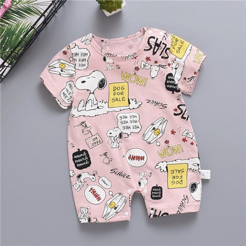 Newborn Summer Baby Boy Romper Short Sleeve Cotton Infant Jumpsuit Cartoon Printed Baby Girl Rompers Newborn Baby Clothes