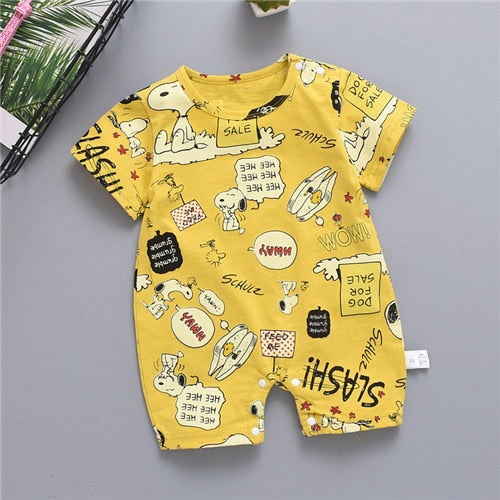 Newborn Summer Baby Boy Romper Short Sleeve Cotton Infant Jumpsuit Cartoon Printed Baby Girl Rompers Newborn Baby Clothes