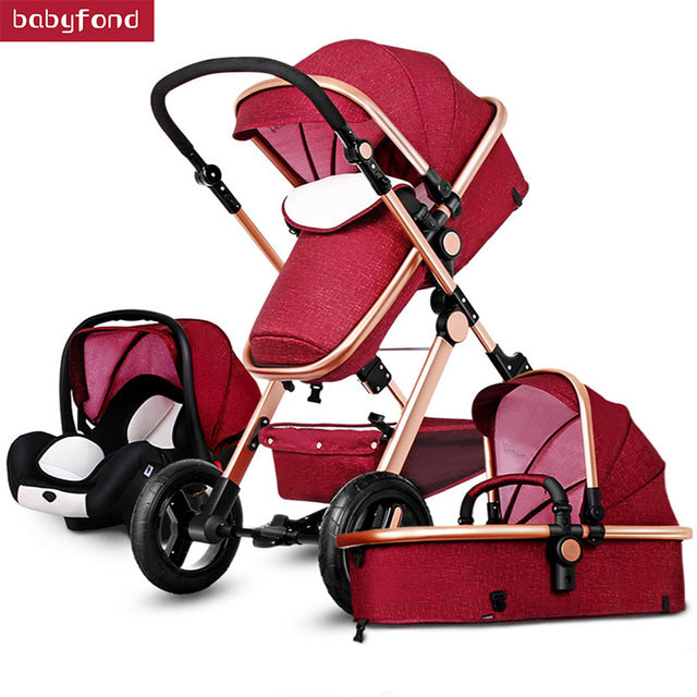 3 in 1 baby strollers and sleeping basket newborn 2 in 1 baby stroller Europe baby pram one parcel with car seat