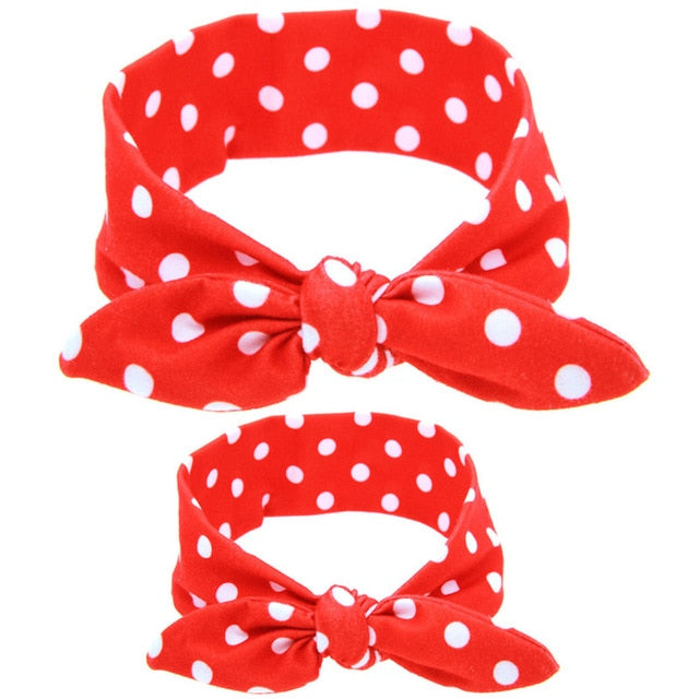 MIXIU 2pcs Mom Mother & Baby Headbands Kids Girl Boys Bow Hairband Print Floral Elastic Hair Bands Parent-Child Hair Accessories