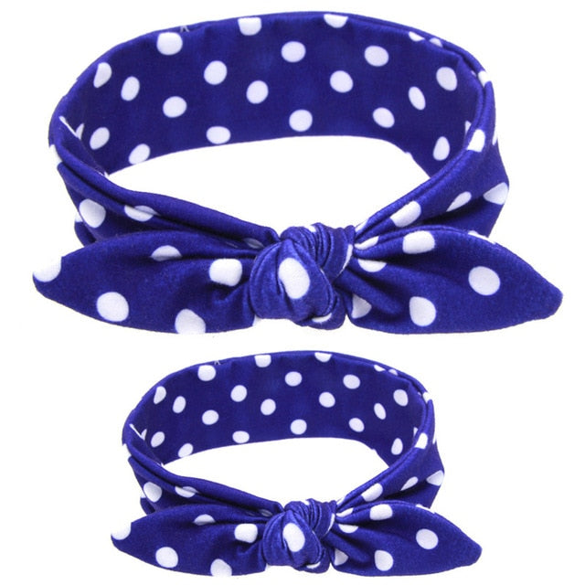 MIXIU 2pcs Mom Mother & Baby Headbands Kids Girl Boys Bow Hairband Print Floral Elastic Hair Bands Parent-Child Hair Accessories