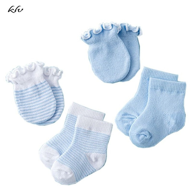 4 Pairs Children Kids Baby Newborn Socks Gloves Anti-scratch Breathable Elasticity Protection Face Mittens Shower Gift