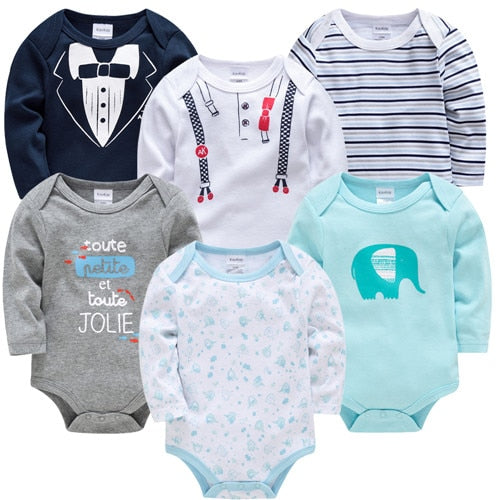 Kavkas New Baby Boys Bodysuit 6 PCS 3 PCS Long Sleeve Cotton Baby Boy Girl Clothes 0-3 months Newborn body bebe Clothing