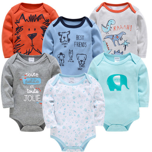 Kavkas New Baby Boys Bodysuit 6 PCS 3 PCS Long Sleeve Cotton Baby Boy Girl Clothes 0-3 months Newborn body bebe Clothing