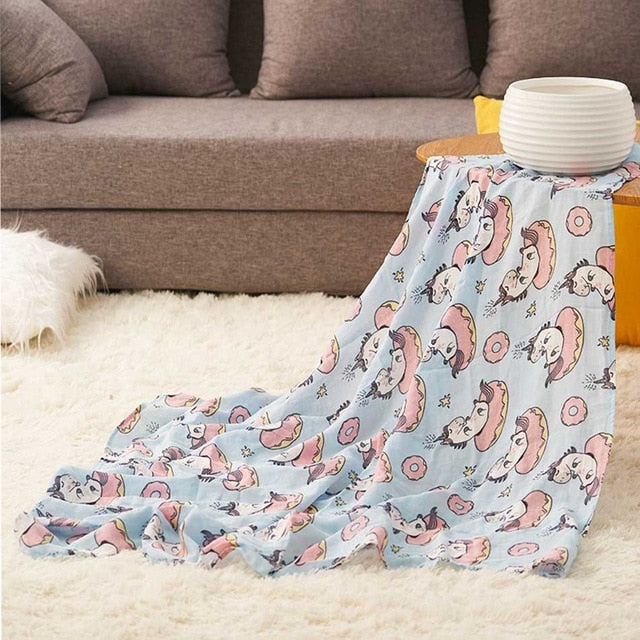 Happy Flute  1Pc Muslin 100% Cotton Baby Swaddles Soft Newborn Blankets Black White Gauze infant wrap