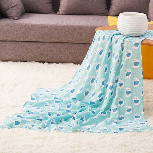 Happy Flute  1Pc Muslin 100% Cotton Baby Swaddles Soft Newborn Blankets Black White Gauze infant wrap