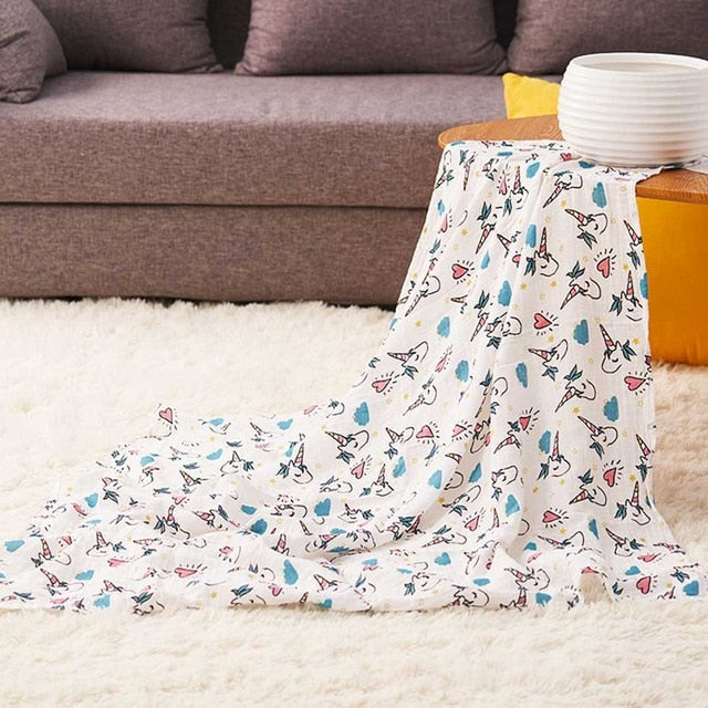 Happy Flute  1Pc Muslin 100% Cotton Baby Swaddles Soft Newborn Blankets Black White Gauze infant wrap