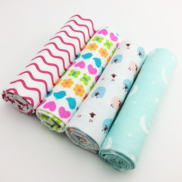 NEW color 4pcs/pack 100%cotton flannel receiving baby blanket newborn  colorful cobertor baby bedsheet supersoft blanket 76x76cm