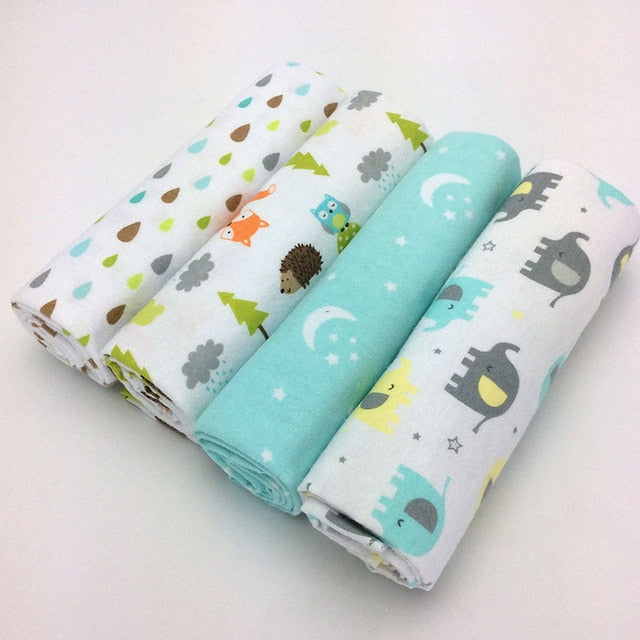 NEW color 4pcs/pack 100%cotton flannel receiving baby blanket newborn  colorful cobertor baby bedsheet supersoft blanket 76x76cm