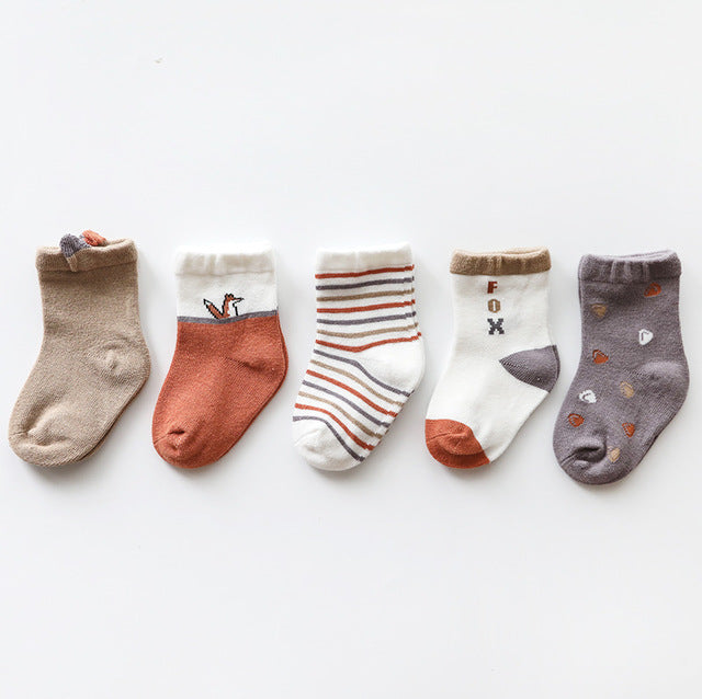 5Pairs/lot Infant Baby Socks Autumn Baby Socks for Girls Cotton Newborn Cartoon Boy Toddler Socks Baby Clothes Accessories