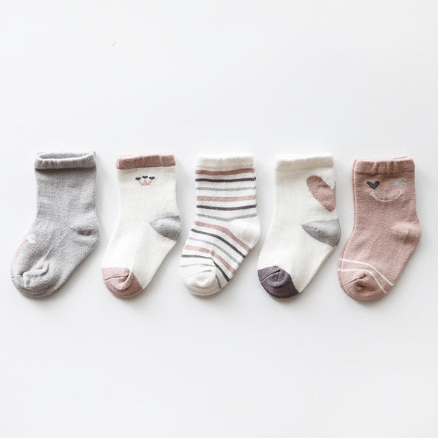 5Pairs/lot Infant Baby Socks Autumn Baby Socks for Girls Cotton Newborn Cartoon Boy Toddler Socks Baby Clothes Accessories