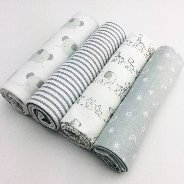 4pcs/lot newborn baby bed sheet bedding set 76x76cm for newborn crib sheets cot linen 100% cotton Flannel printing baby blanket