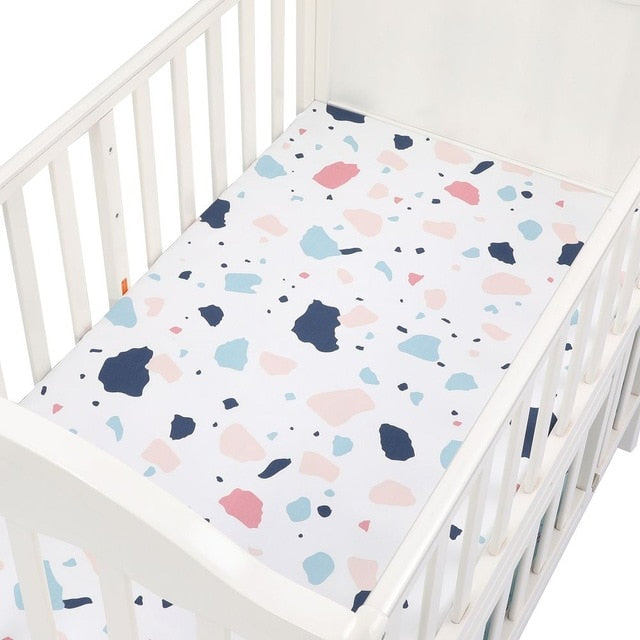 EGMAOBABY  100% Cotton Crib Fitted Sheet Soft Baby Bed Mattress Cover Protector Cartoon Newborn Bedding For Cot Size 130*70cm