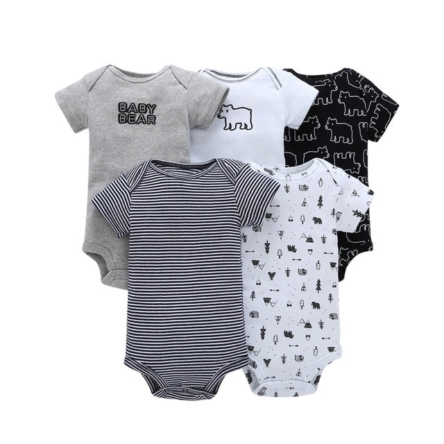 cartoon monster baby bodysuit newborn boy girl clothes new born short sleeve onesie cotton unsisex body clothing 2020 5PCS/SET