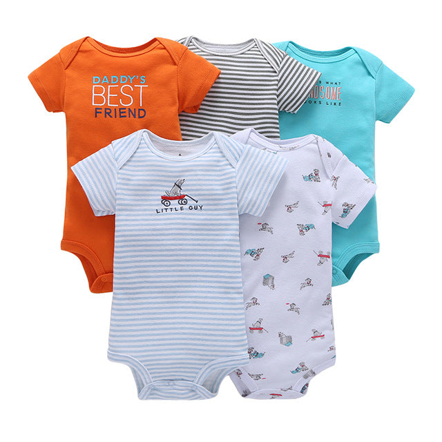 cartoon monster baby bodysuit newborn boy girl clothes new born short sleeve onesie cotton unsisex body clothing 2020 5PCS/SET