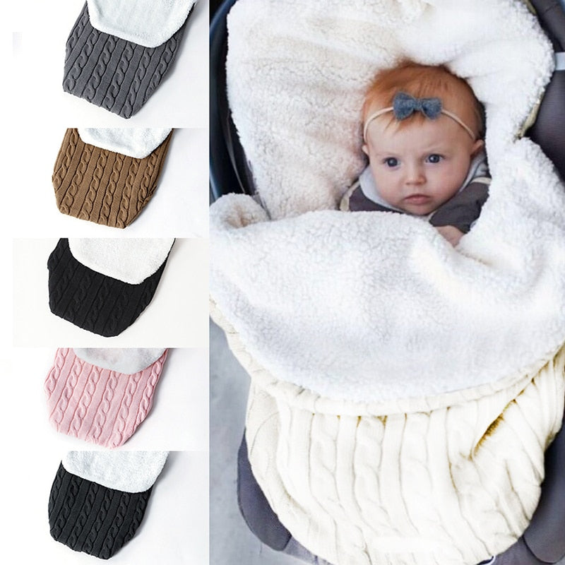 Warm Baby Blanket Soft Baby Sleeping Bag Footmuff Cotton Knitting Envelope Newborn Swaddle Wrap Sleepsacks Stroller Accessories