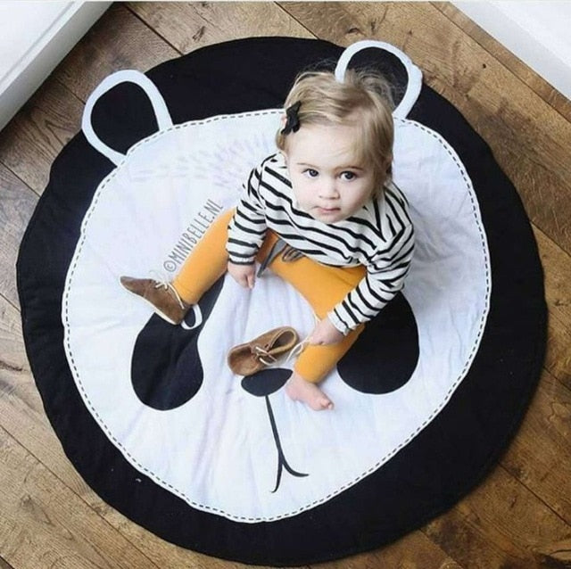 90CM Kids Play Game Mats Round Carpet Rugs Mat Cotton Swan Crawling Blanket Floor Carpet For Kids Room Decoration INS Baby Gifts