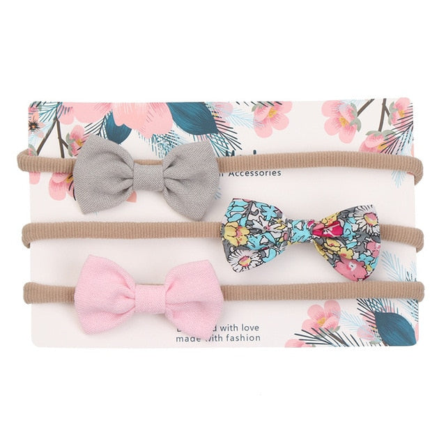 3pcs/lot Cute Bow Baby Headband for Girl Nylon Head Bands Turban Newborn Headbands Hairbands for Kids Baby Hair Accessories