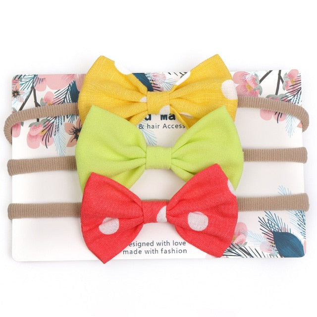 3pcs/lot Cute Bow Baby Headband for Girl Nylon Head Bands Turban Newborn Headbands Hairbands for Kids Baby Hair Accessories