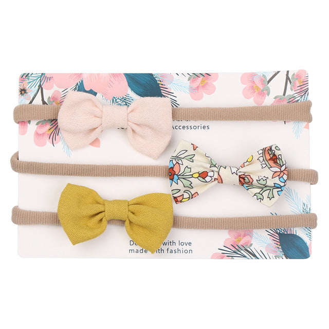 3pcs/lot Cute Bow Baby Headband for Girl Nylon Head Bands Turban Newborn Headbands Hairbands for Kids Baby Hair Accessories