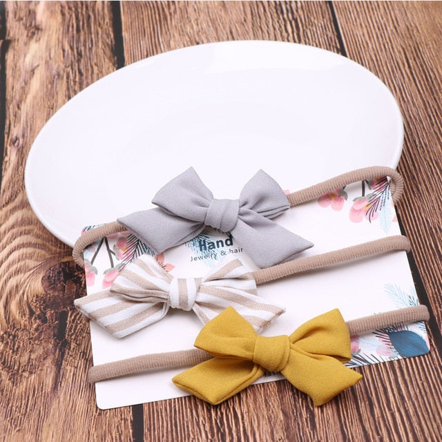 3pcs/lot Cute Bow Baby Headband for Girl Nylon Head Bands Turban Newborn Headbands Hairbands for Kids Baby Hair Accessories