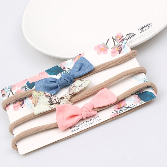 3pcs/lot Cute Bow Baby Headband for Girl Nylon Head Bands Turban Newborn Headbands Hairbands for Kids Baby Hair Accessories