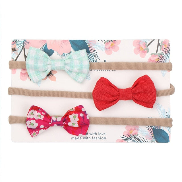 3pcs/lot Baby Headband Cute Bow for Girl Nylon Head Bands Turban Newborn Headbands Hairbands for Kids Baby Hair Accessories