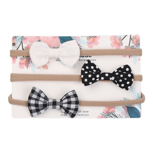 3pcs/lot Baby Headband Cute Bow for Girl Nylon Head Bands Turban Newborn Headbands Hairbands for Kids Baby Hair Accessories