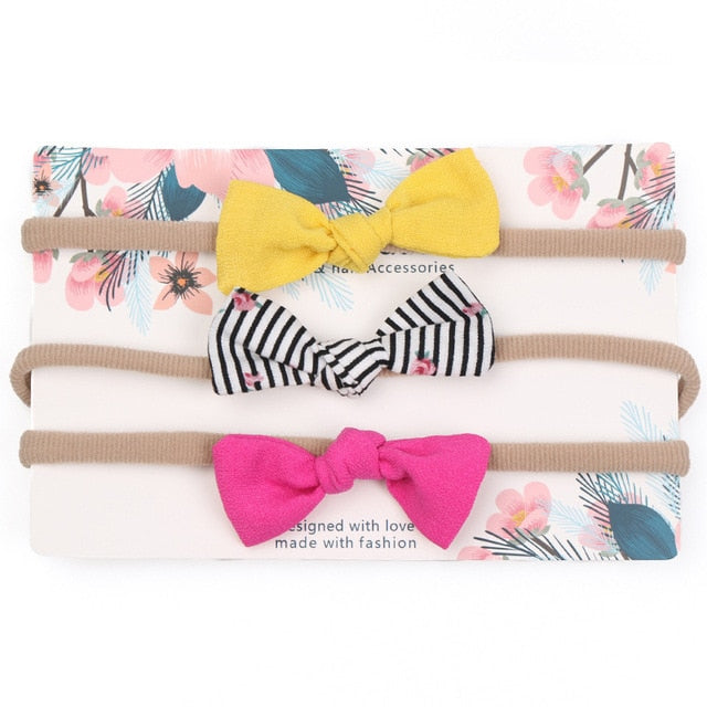 3pcs/lot Baby Headband Cute Bow for Girl Nylon Head Bands Turban Newborn Headbands Hairbands for Kids Baby Hair Accessories