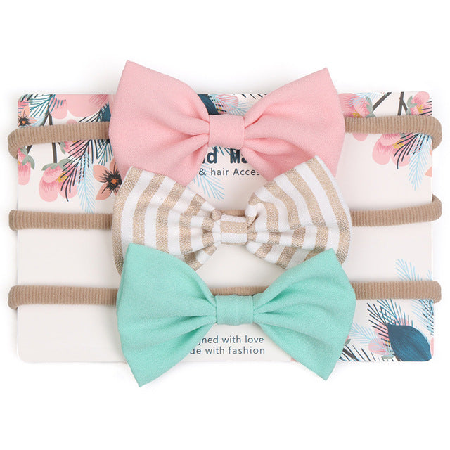 3pcs/lot Baby Headband Cute Bow for Girl Nylon Head Bands Turban Newborn Headbands Hairbands for Kids Baby Hair Accessories