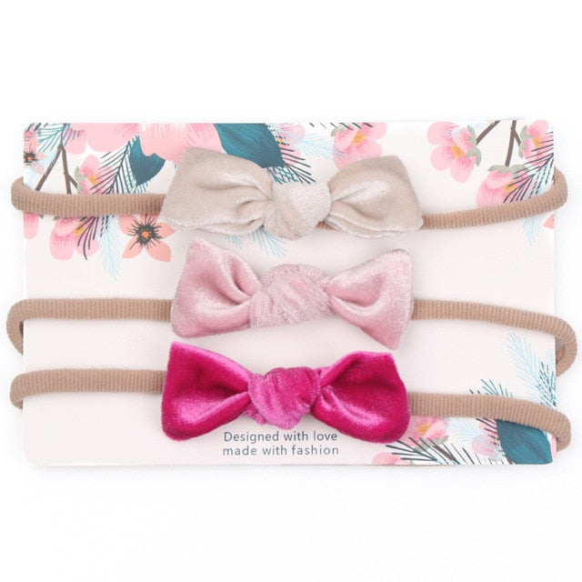 3pcs/lot Baby Headband Cute Bow for Girl Nylon Head Bands Turban Newborn Headbands Hairbands for Kids Baby Hair Accessories