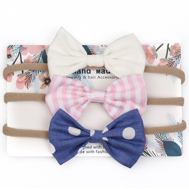 3pcs/lot Baby Headband Cute Bow for Girl Nylon Head Bands Turban Newborn Headbands Hairbands for Kids Baby Hair Accessories