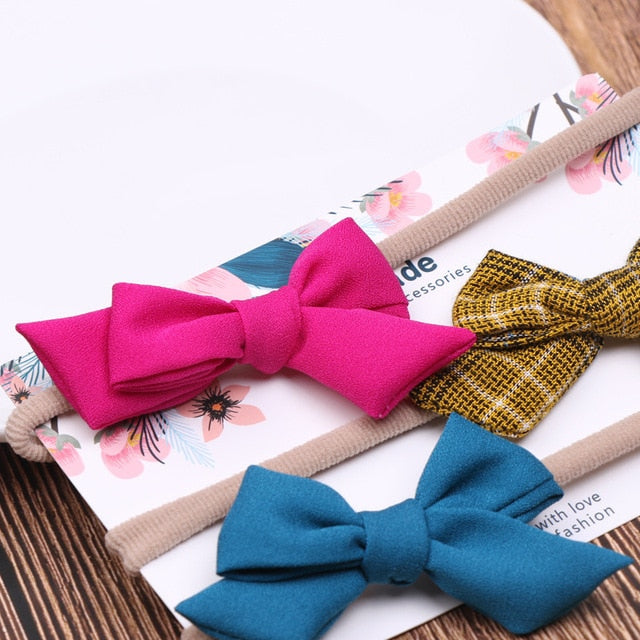 3pcs/lot Baby Headband Cute Bow for Girl Nylon Head Bands Turban Newborn Headbands Hairbands for Kids Baby Hair Accessories