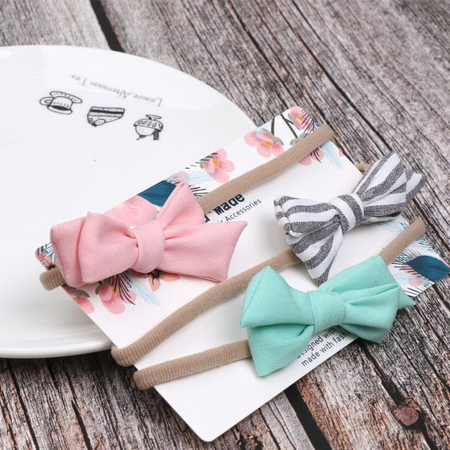 3pcs/lot Baby Headband Cute Bow for Girl Nylon Head Bands Turban Newborn Headbands Hairbands for Kids Baby Hair Accessories