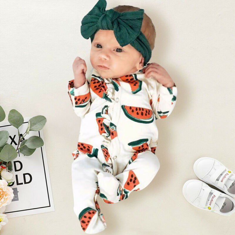 Newborn Toddler baby boy girl clothes cute watermelon print romper long sleeve comfortable jumpsuit