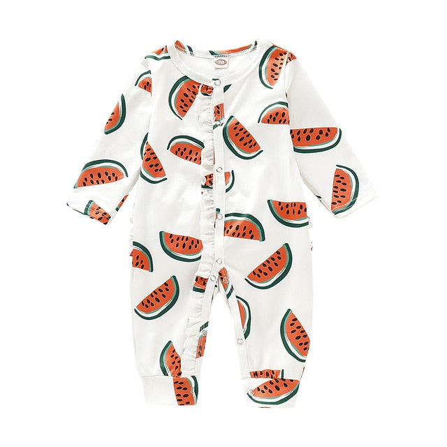 Newborn Toddler baby boy girl clothes cute watermelon print romper long sleeve comfortable jumpsuit