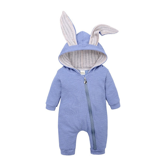 Baby clothes crawling baby suit onesies newborn baby cartoon big rabbit ears zipper clothes jumpsuit cotton coat outside romper