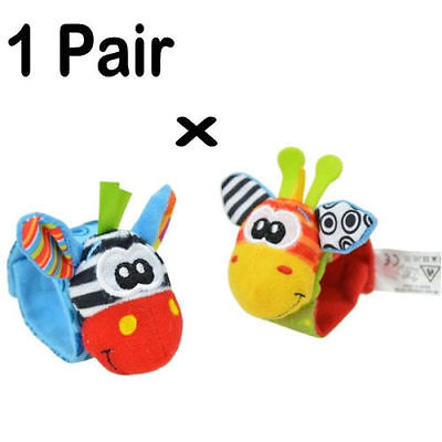 Newborn Baby Infant Boys Girls Cartoon Animal Soft Rattles Wristband Handbells Hand Foot Finders Socks Developmental Toys Gift