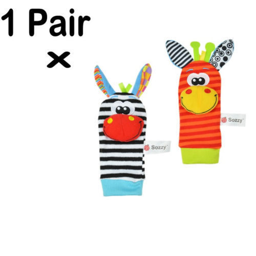 Newborn Baby Infant Boys Girls Cartoon Animal Soft Rattles Wristband Handbells Hand Foot Finders Socks Developmental Toys Gift