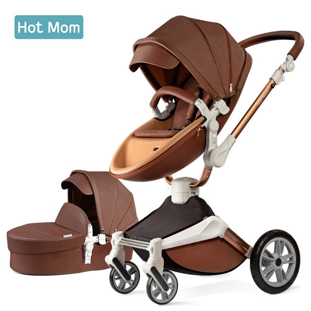 Hot Mom Baby Stroller 3 in 1 travel system with bassinet and car seat 360° Rotation Function,Luxury Pram F023