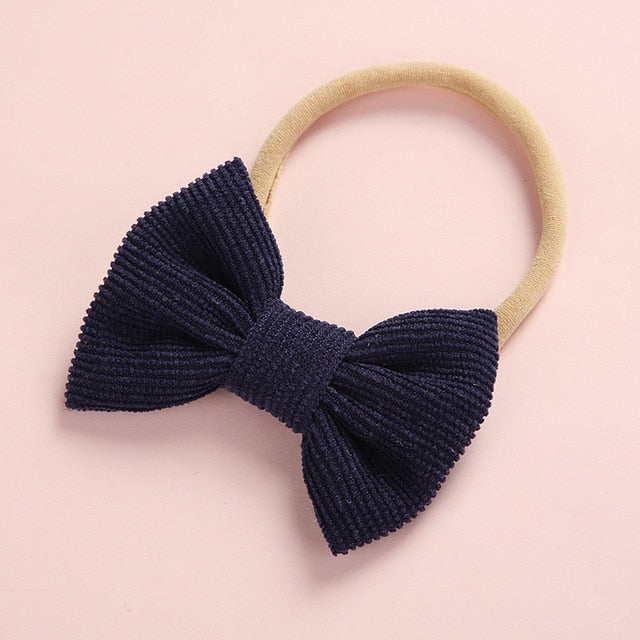 Baby Headband Bow Headbands For Girl Corduroy Head Band Thin Nylon Hairband Newborn Photography props Toddler Hair Accessories