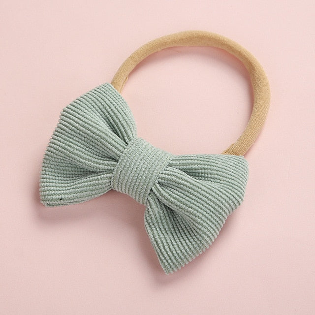 Baby Headband Bow Headbands For Girl Corduroy Head Band Thin Nylon Hairband Newborn Photography props Toddler Hair Accessories