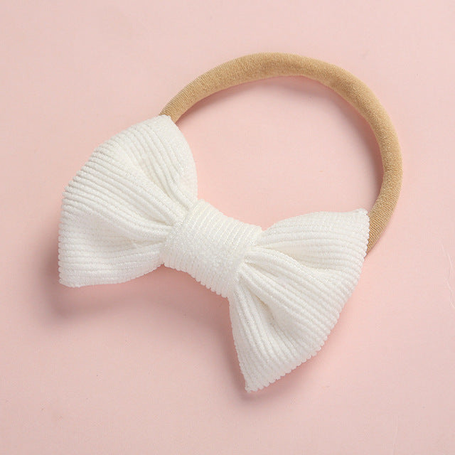 Baby Headband Bow Headbands For Girl Corduroy Head Band Thin Nylon Hairband Newborn Photography props Toddler Hair Accessories