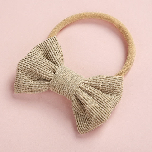 Baby Headband Bow Headbands For Girl Corduroy Head Band Thin Nylon Hairband Newborn Photography props Toddler Hair Accessories