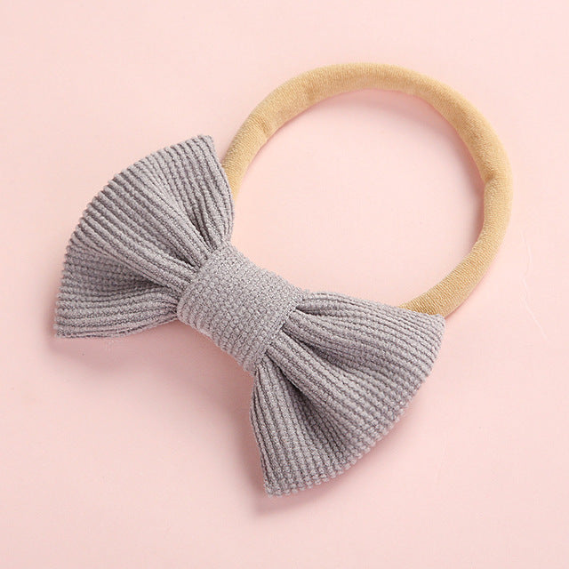 Baby Headband Bow Headbands For Girl Corduroy Head Band Thin Nylon Hairband Newborn Photography props Toddler Hair Accessories