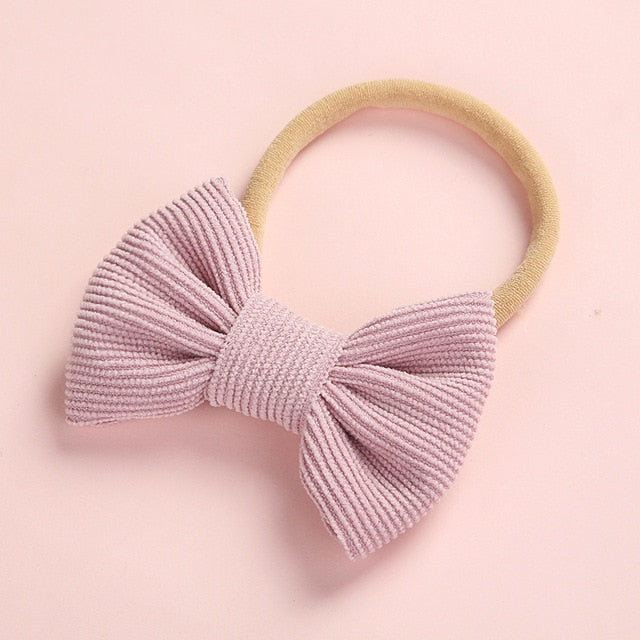 Baby Headband Bow Headbands For Girl Corduroy Head Band Thin Nylon Hairband Newborn Photography props Toddler Hair Accessories