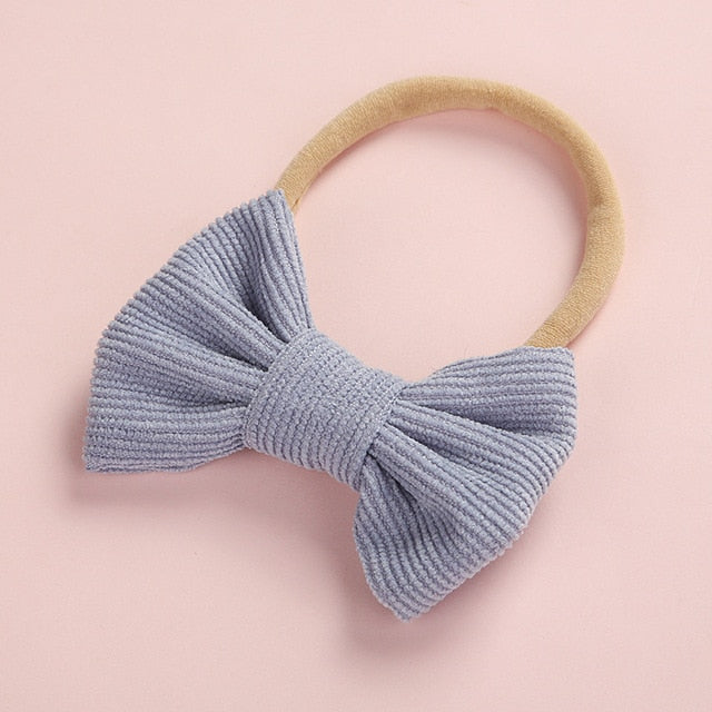 Baby Headband Bow Headbands For Girl Corduroy Head Band Thin Nylon Hairband Newborn Photography props Toddler Hair Accessories