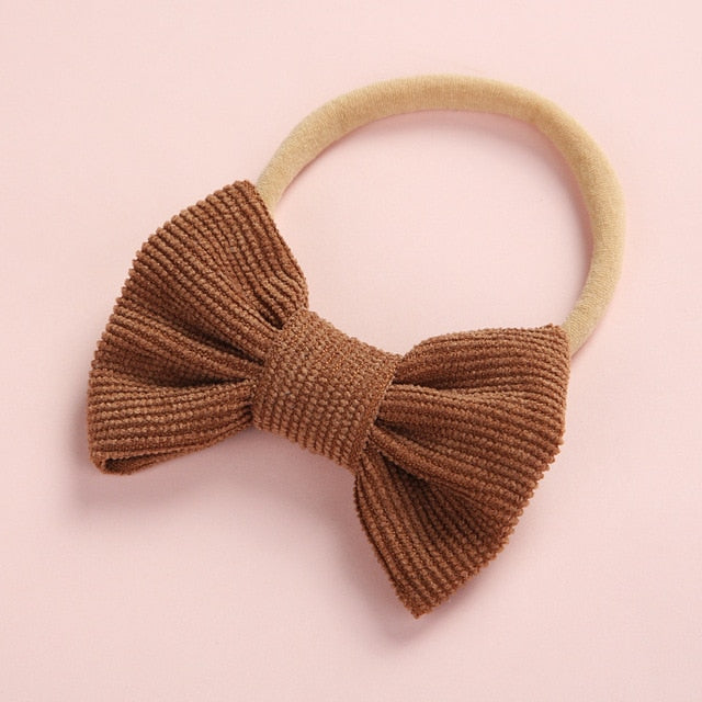 Baby Headband Bow Headbands For Girl Corduroy Head Band Thin Nylon Hairband Newborn Photography props Toddler Hair Accessories