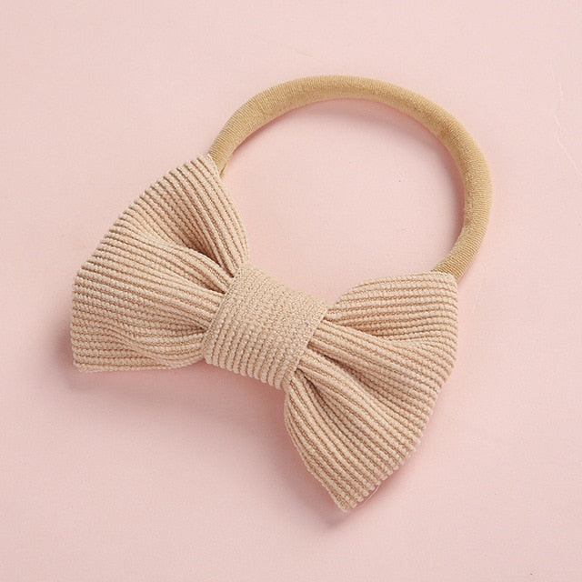 Baby Headband Bow Headbands For Girl Corduroy Head Band Thin Nylon Hairband Newborn Photography props Toddler Hair Accessories